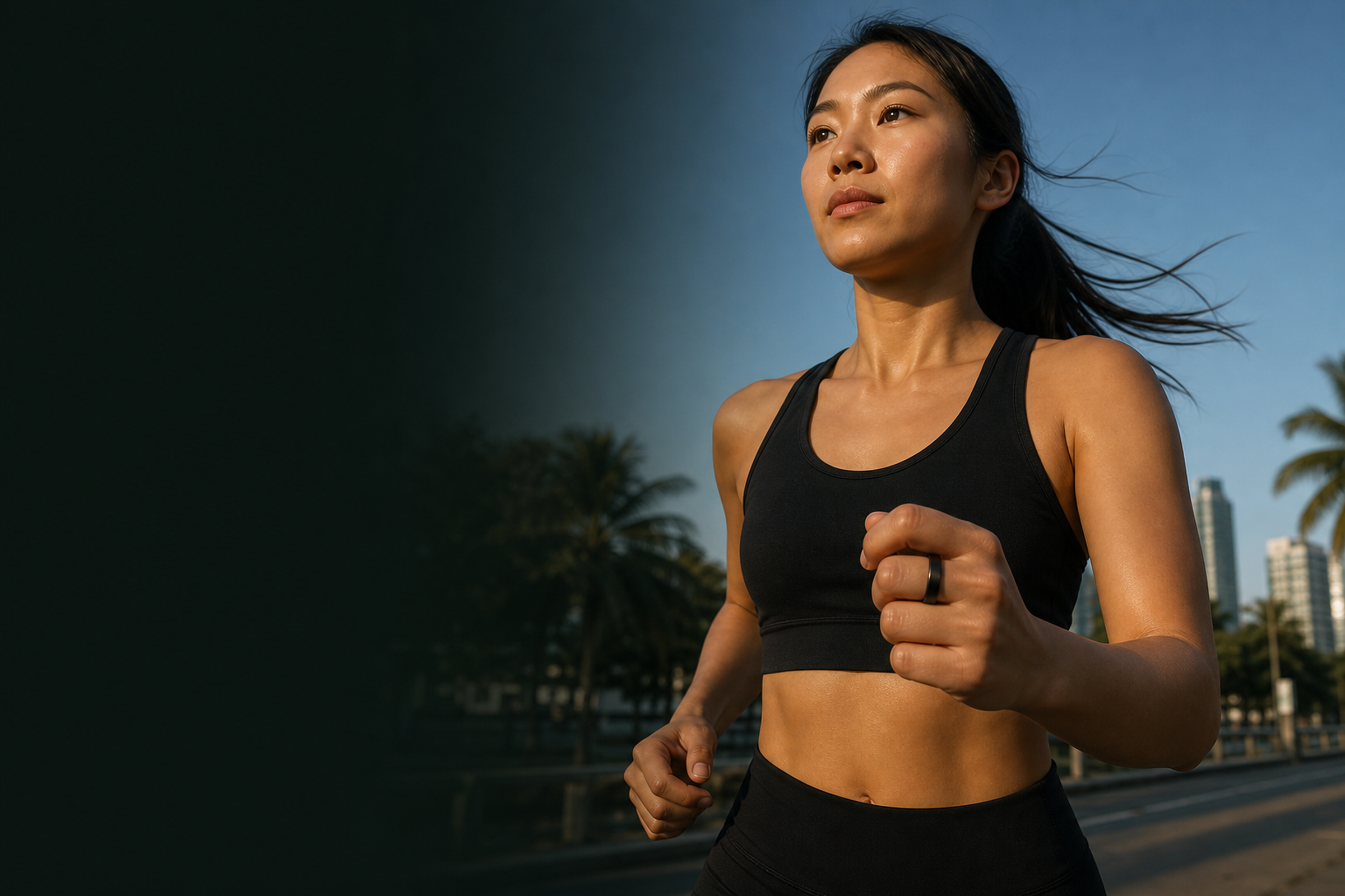 Runner at golden hour wearing Hype Ring