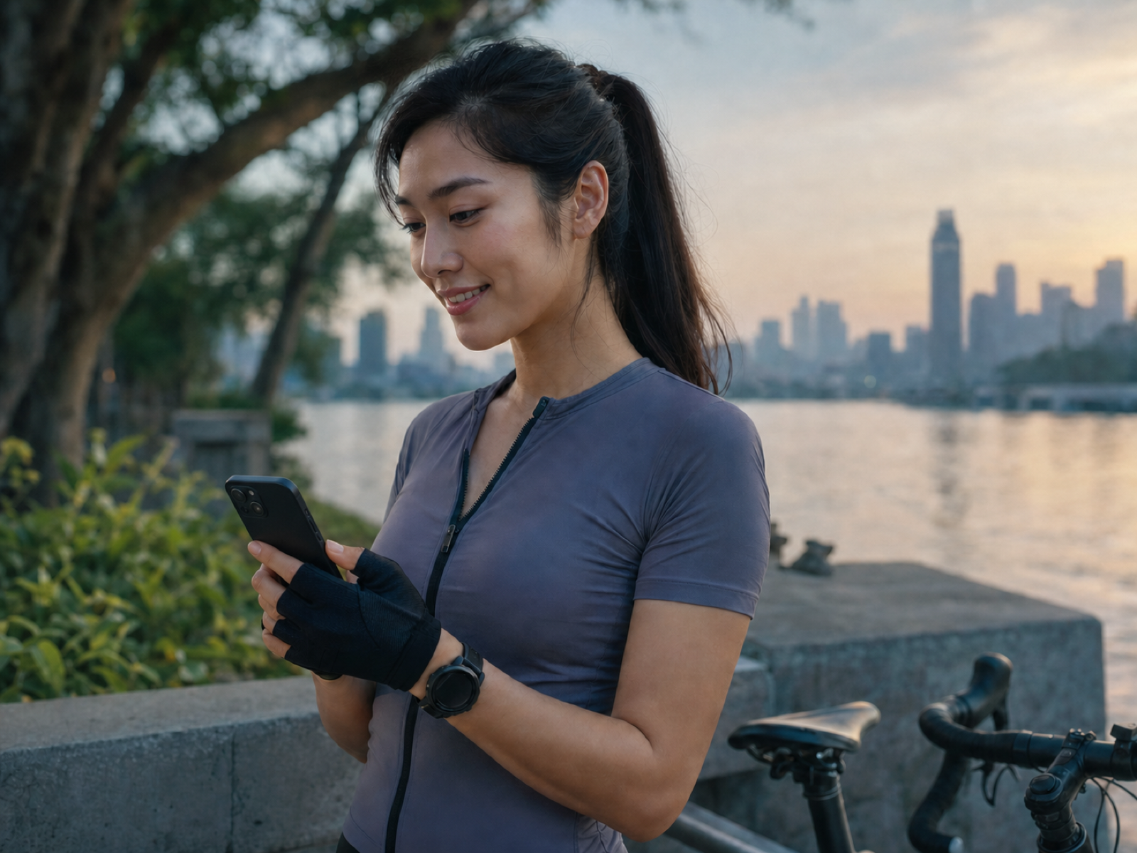 Cyclist at dawn